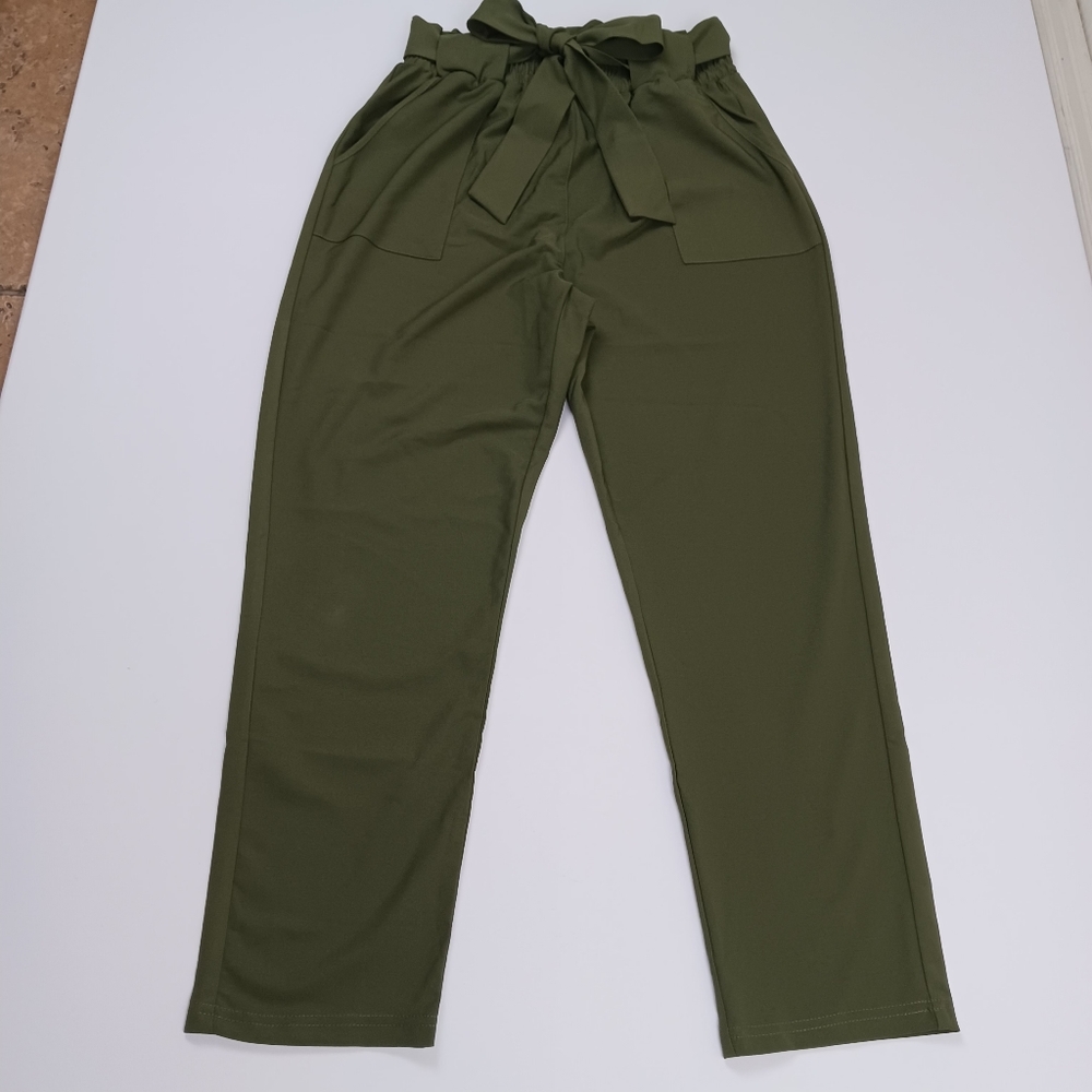 NWT Office Casual Baggy Paperbag waist Belted High rise pants trouser